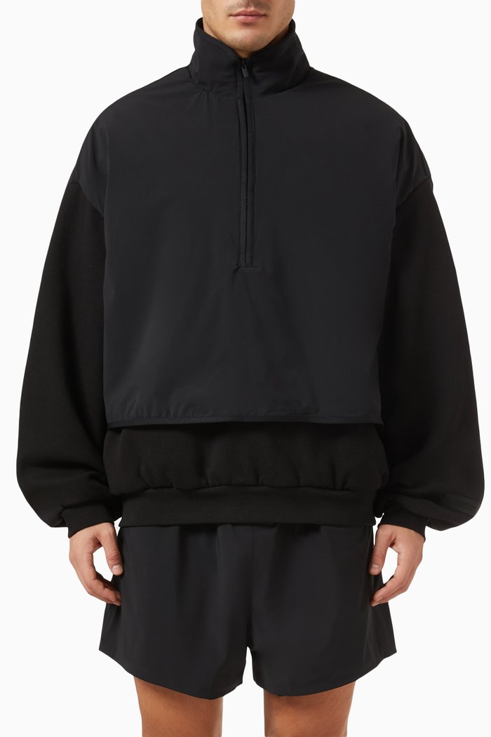 

Mockneck Sweater in Stretch-nylon & Fleece, Black