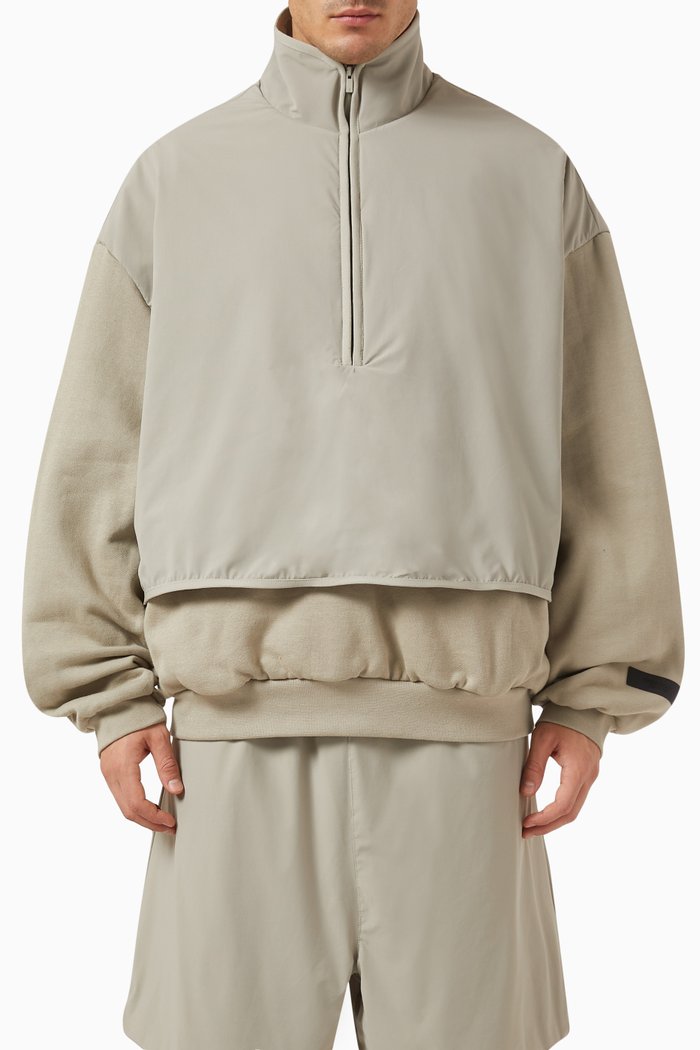 

Mockneck Sweater in Stretch-nylon & Fleece, Grey