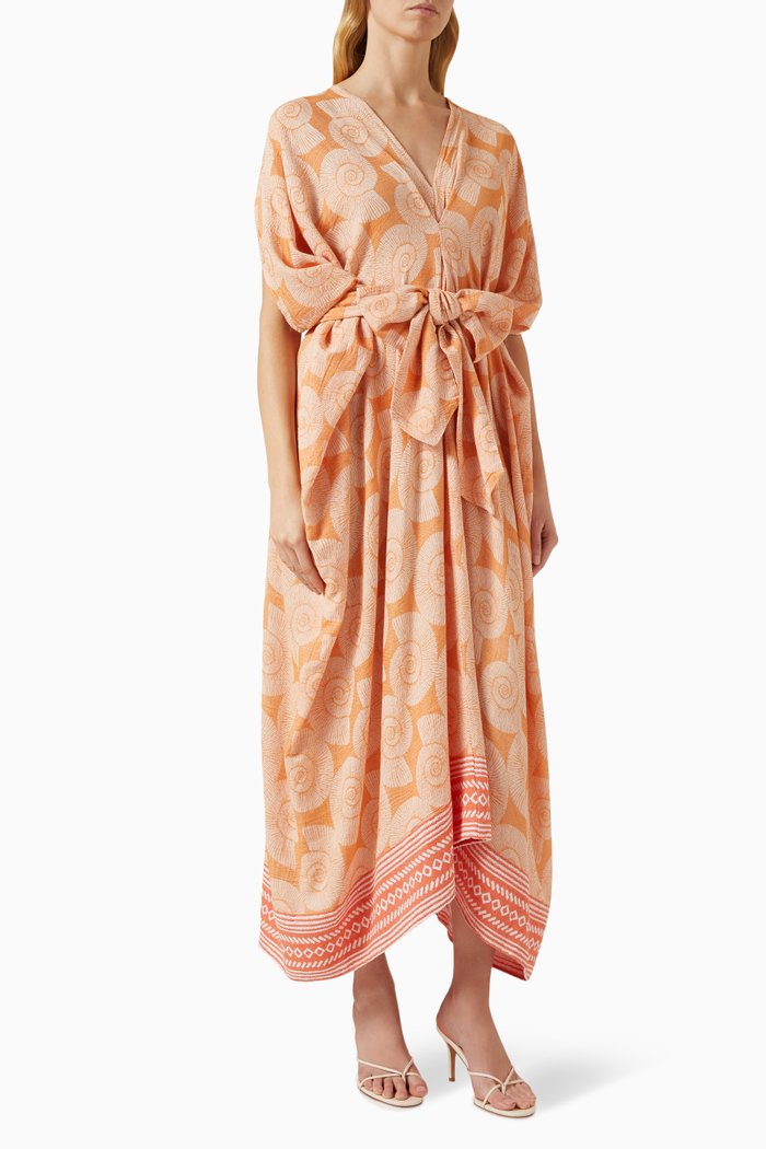 

Zakar Printed Maxi Dress in Cotton-blend, Orange