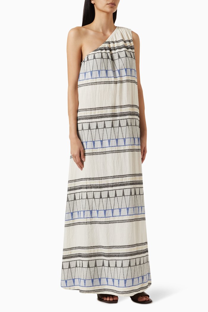 Zakar One-shoulder Maxi Dress in Cotton, Multicolour
