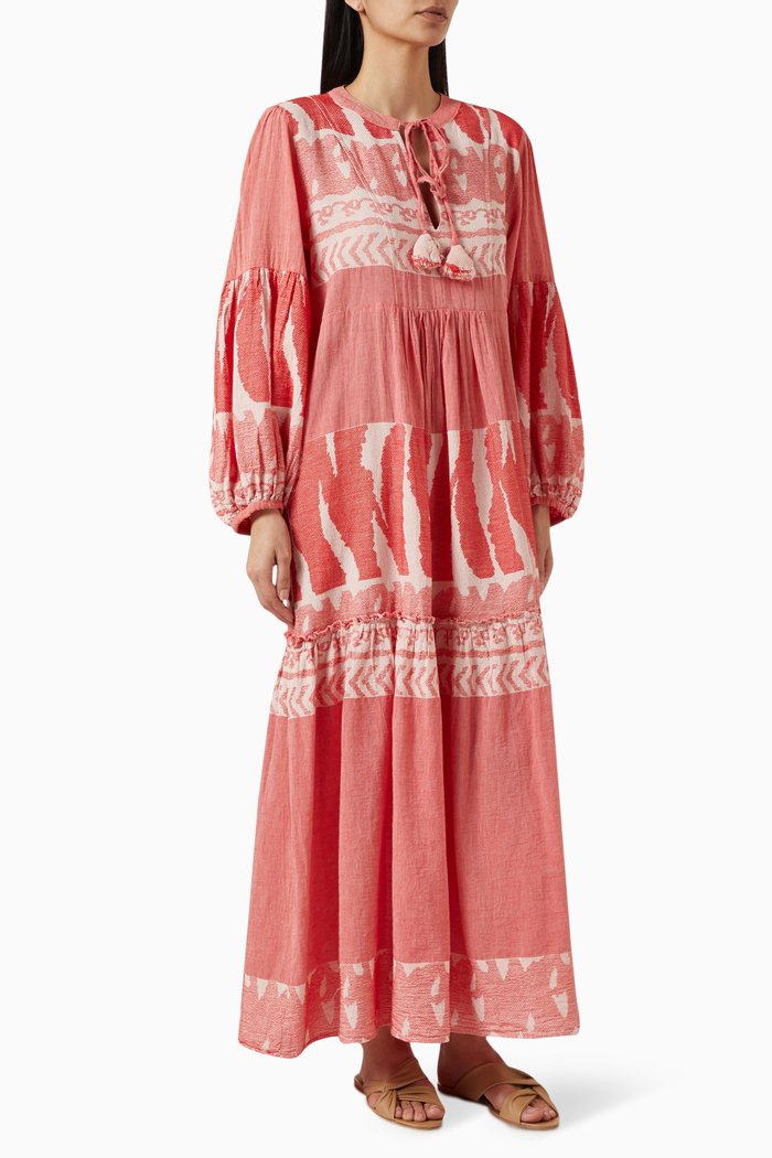 

Zakar Printed Maxi Dress in Cotton, Red