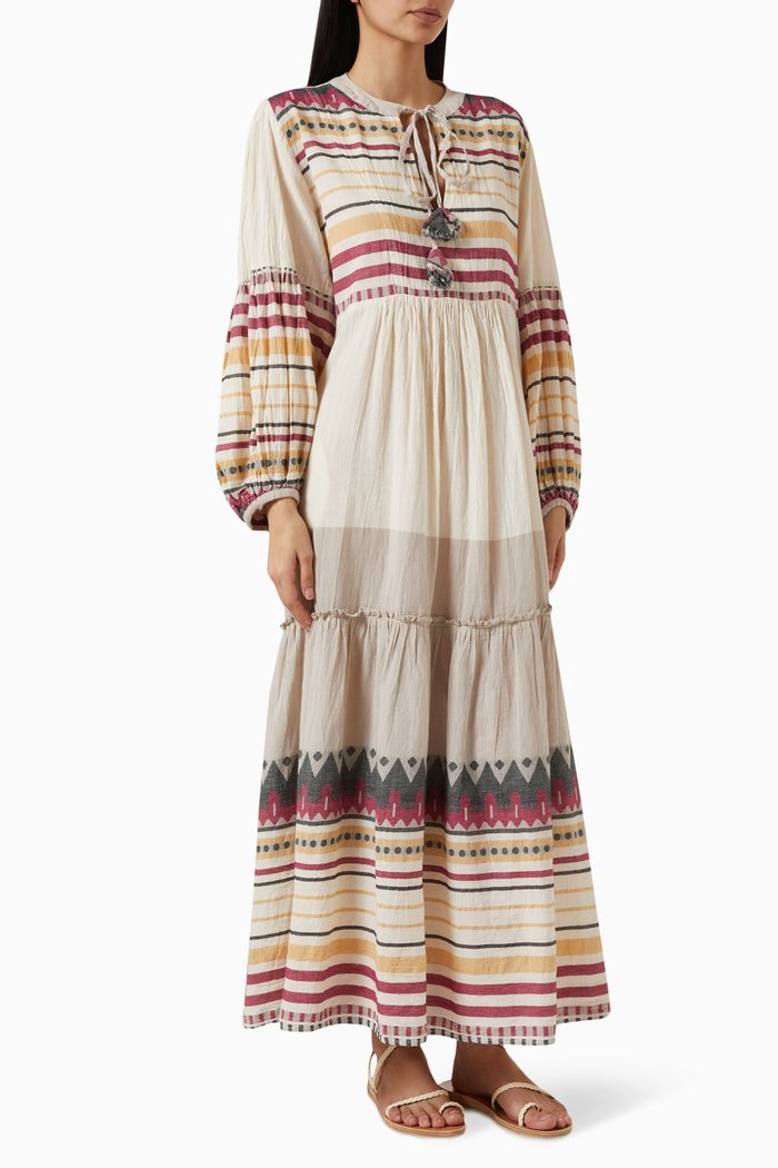 Zakar Printed Maxi Dress in Cotton, Multicolour