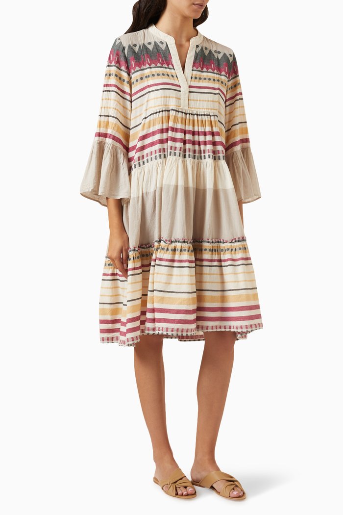 Zakar Printed Midi Dress in Cotton, Multicolour