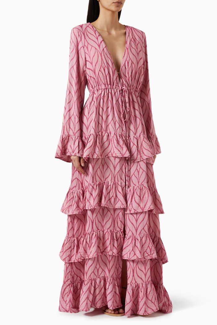 

Zakar Ruffled Kimono in Cotton-blend, Pink