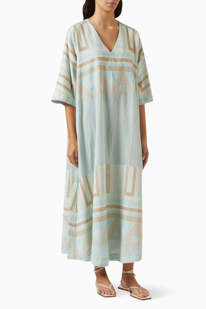 

Zakar Printed Maxi Dress in Cotton, Blue