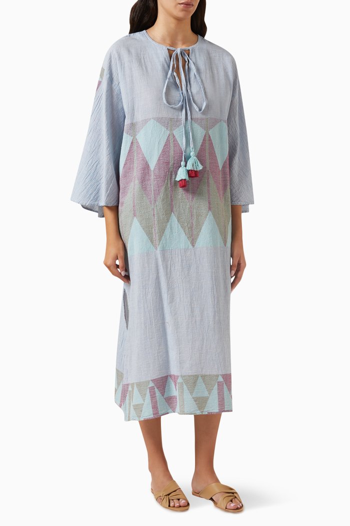 

Zakar Printed Maxi Dress in Cotton, Blue