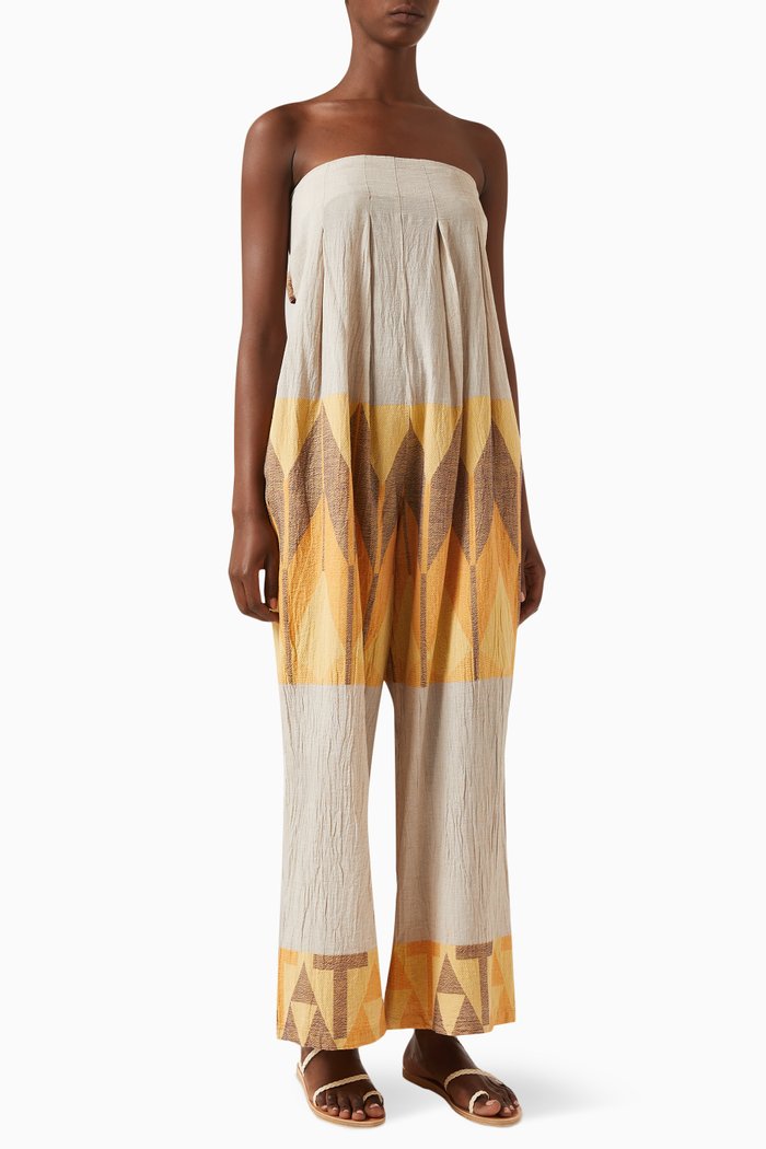 

Zakar Strapless Jumpsuit in Cotton, Neutral