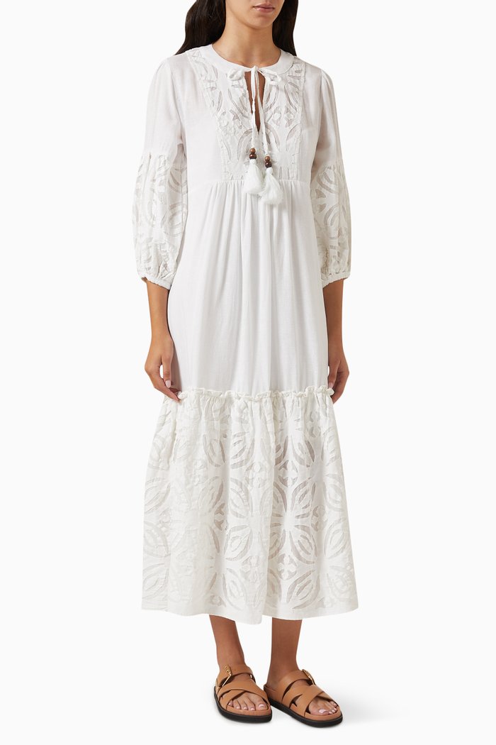 

Floral Maxi Dress in Cotton, White