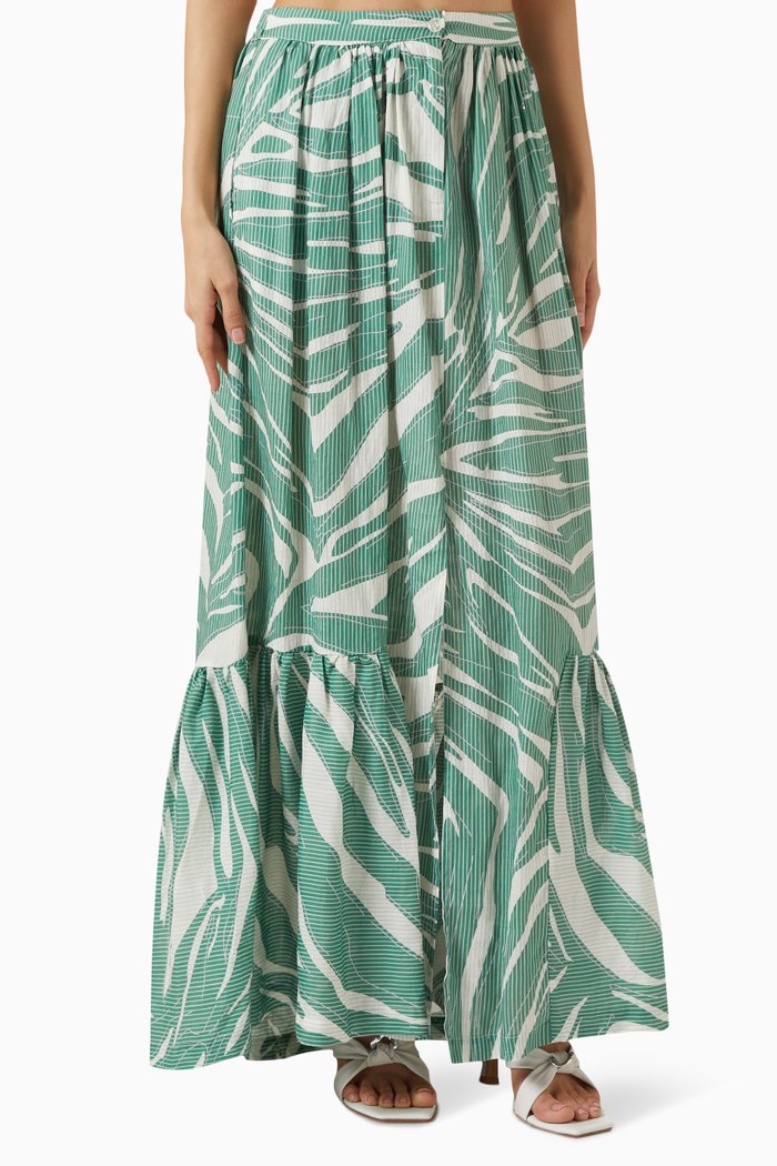 

Slit Maxi Skirt in Ramie, Green