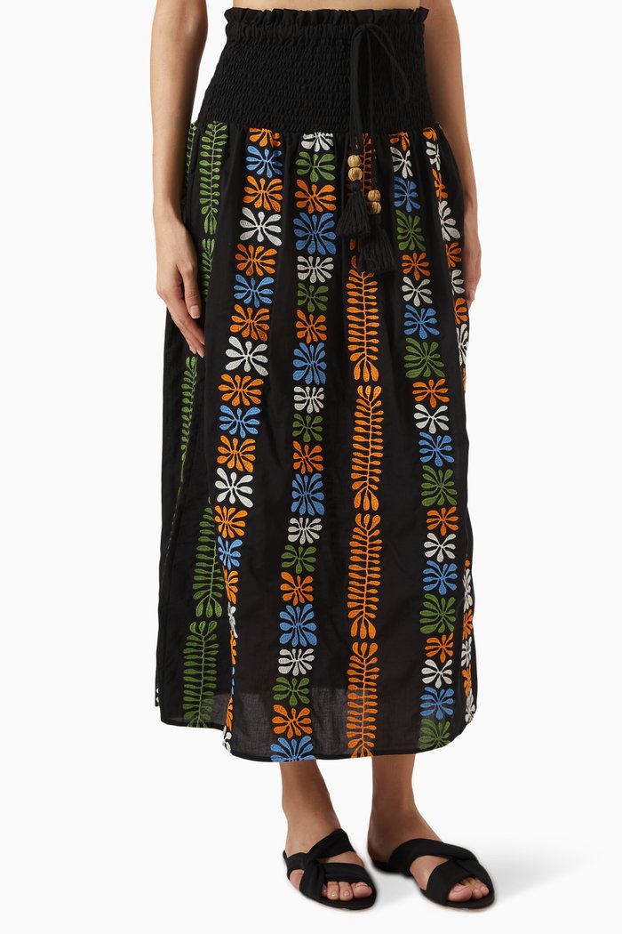 

Embroidered Midi Skirt in Cotton-blend, Multicolour