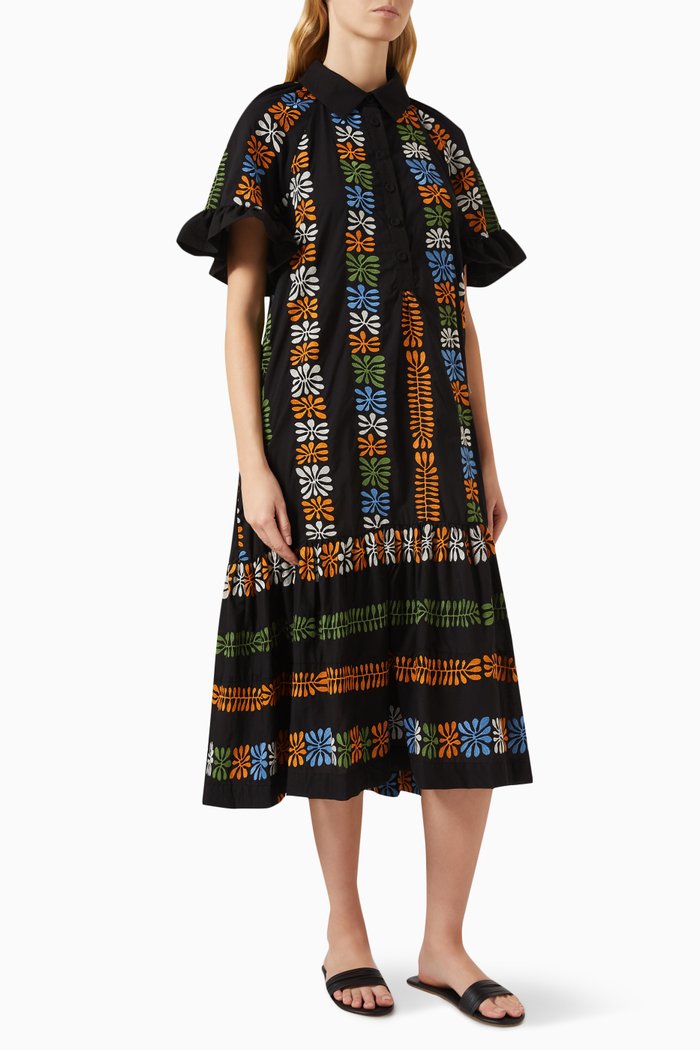 

Embroidered Midi Dress in Cotton-blend, Multicolour