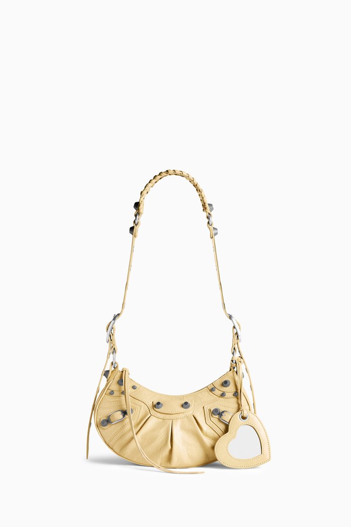 

XS Le Cagole Shoulder Bag in Arena Lambskin, Yellow