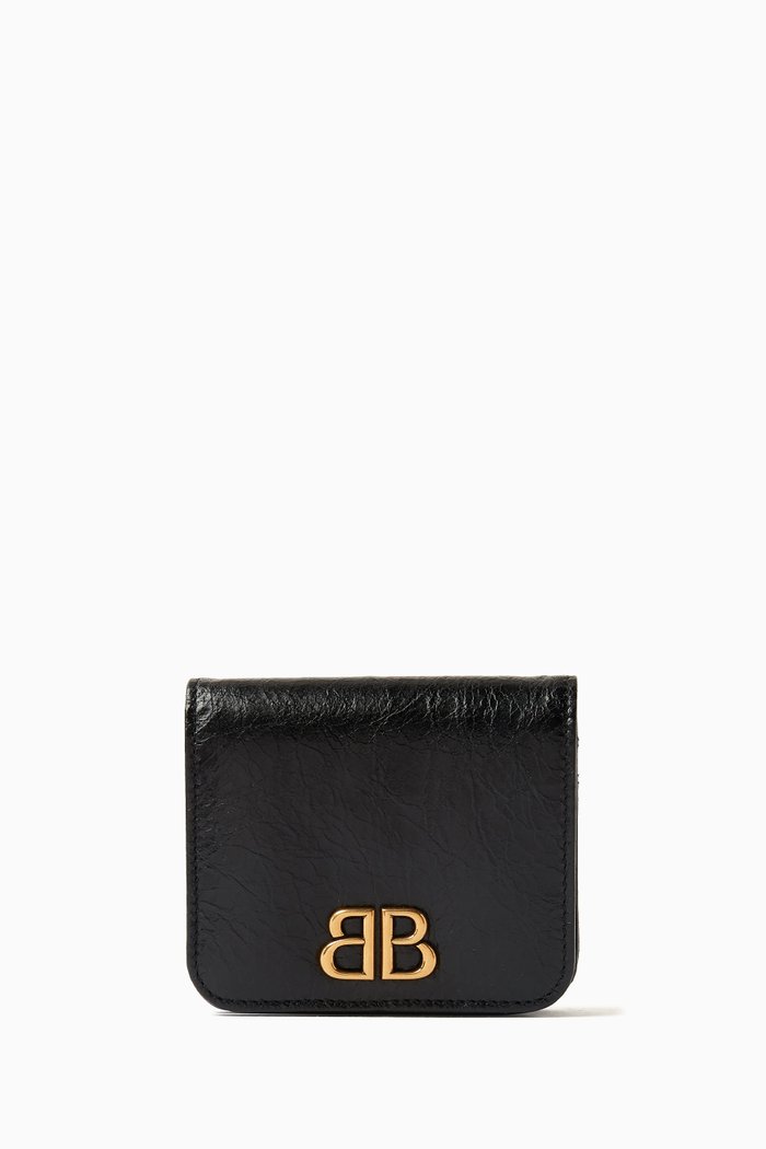 Monaco Flap Coin & Card Holder in Puffy Arena Lambskin, Black