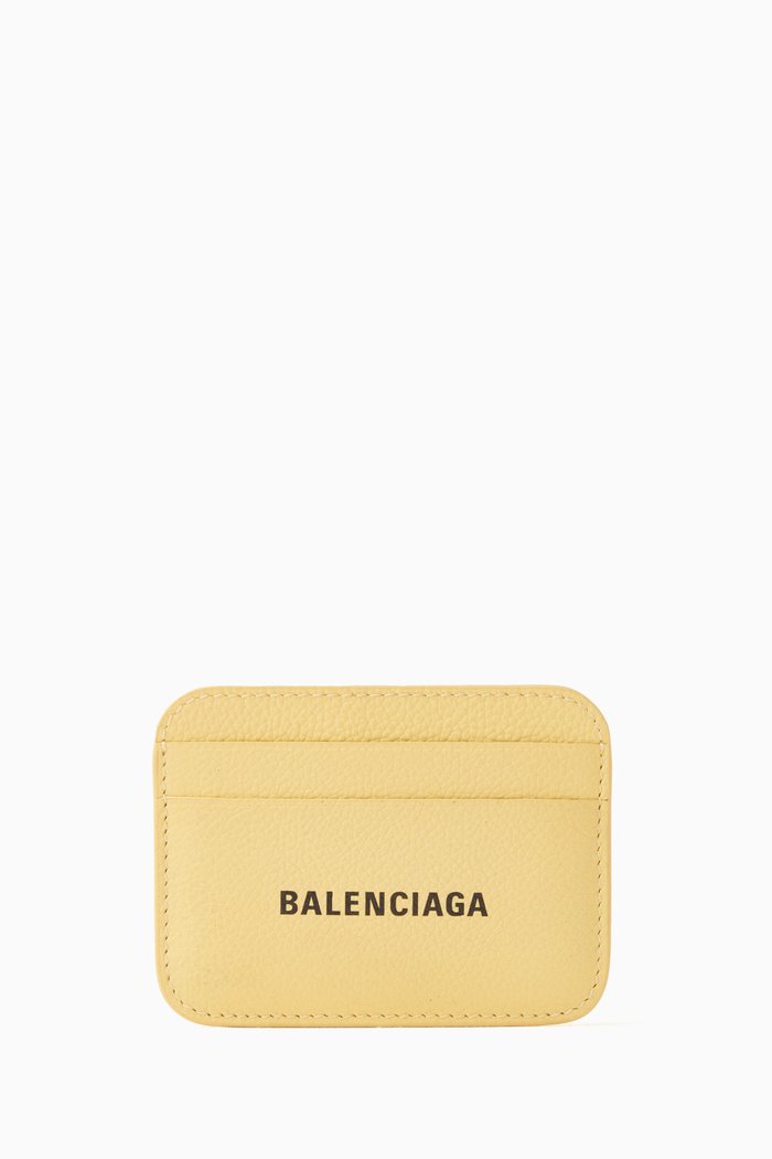 Cash Card Holder in Grained Calfskin, Yellow