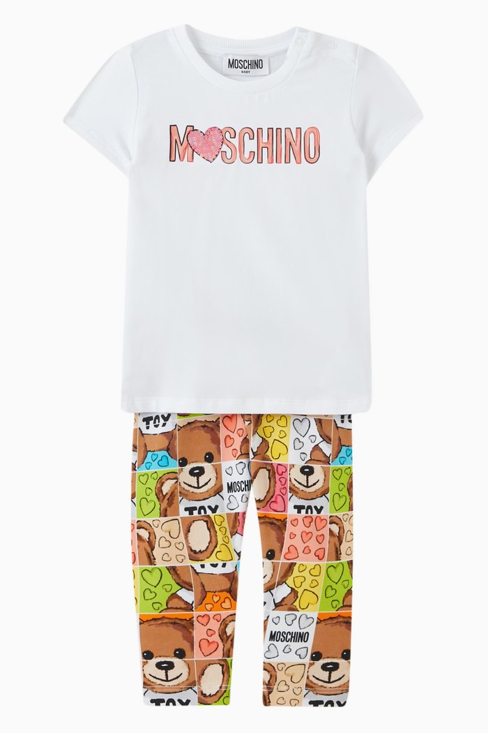 

Logo T-shirt & Leggings Set in Cotton Jersey, White
