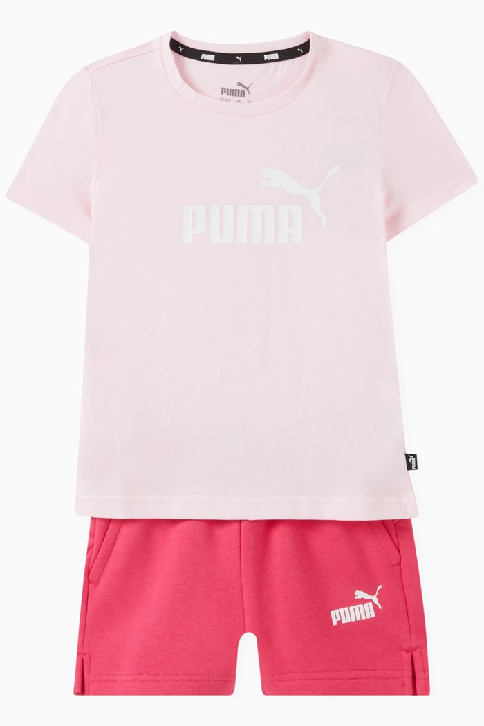

Logo T-shirt and Shorts Set in Cotton, Pink
