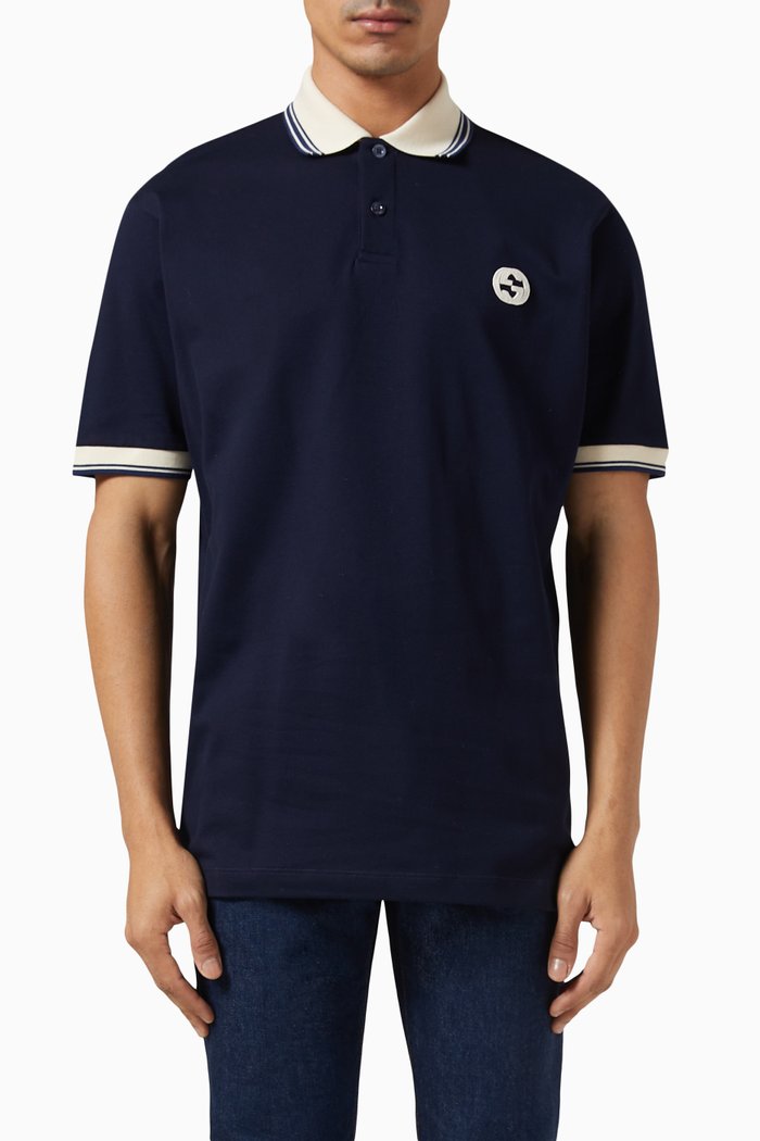 

Interlocking G Polo Shirt in Cotton, Blue