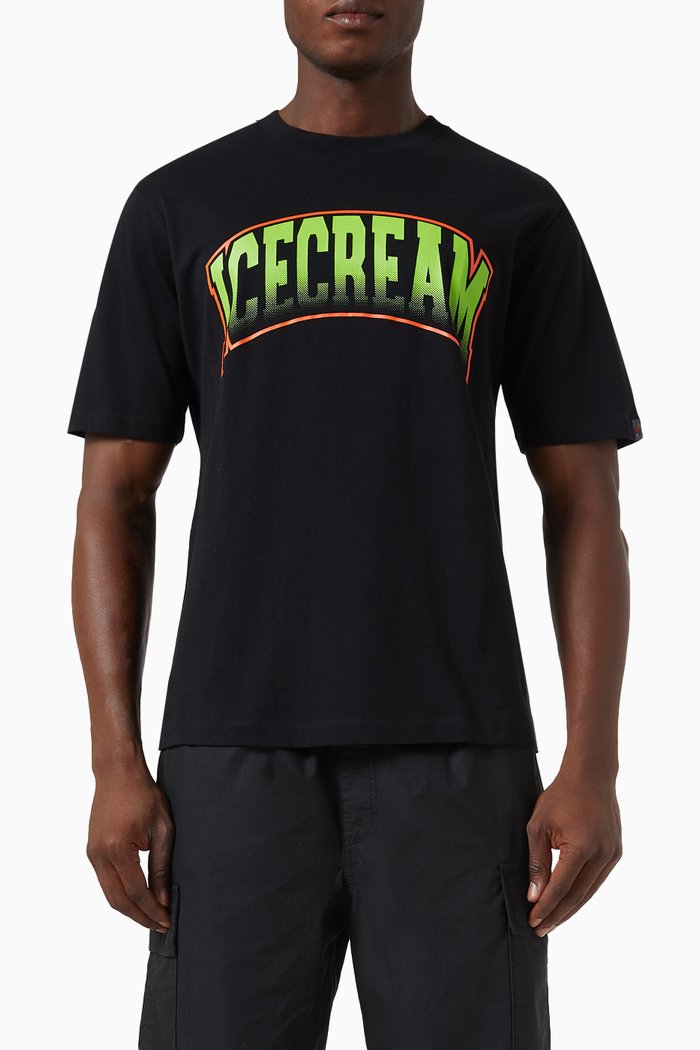 

College Logo Print T-shirt in Cotton Jersey, Black
