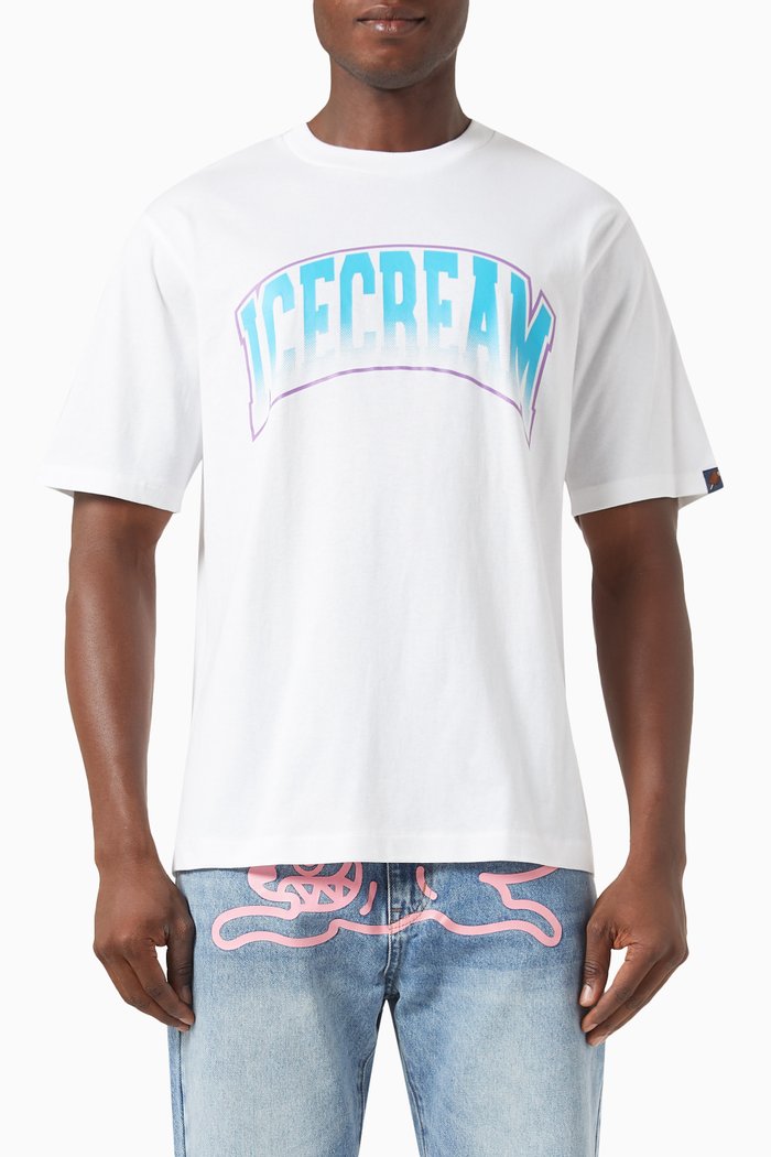 

College Logo Print T-shirt in Cotton Jersey, White