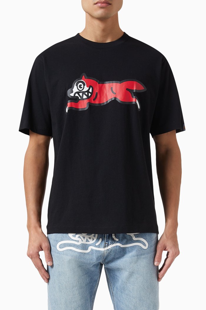 

Crystal Running Dog T-shirt in Cotton, Black