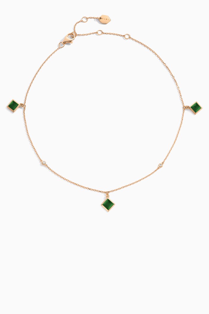 Cleo Diamond & Agate Charm Anklet in 18kt Rose Gold