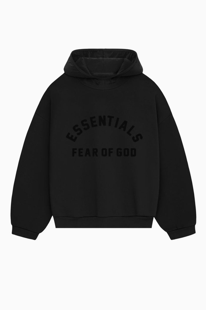 Logo Hoodie in Nylon-fleece, Black