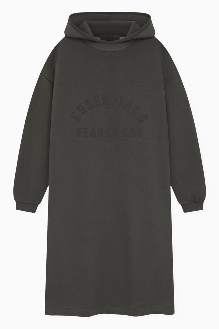 

Logo Hooded Dress in Stretch-nylon & Cotton-fleece, Black