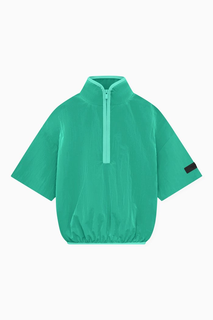 

Half-zip Mockneck Shirt in Crinkle Nylon, Green