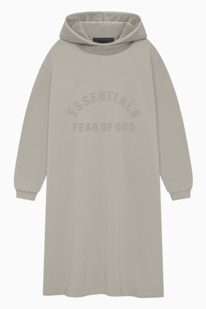 

Logo Hooded Dress in Stretch-nylon & Cotton-fleece, Grey