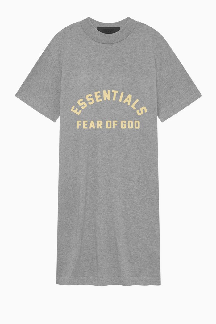 3/4 Sleeve T-shirt Dress in Cotton-jersey, Grey