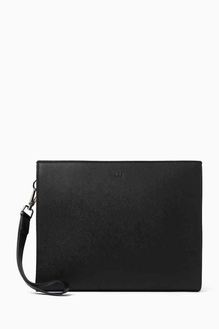 

Cadogan Zip Pouch in Full-grain Calf Leather, Black