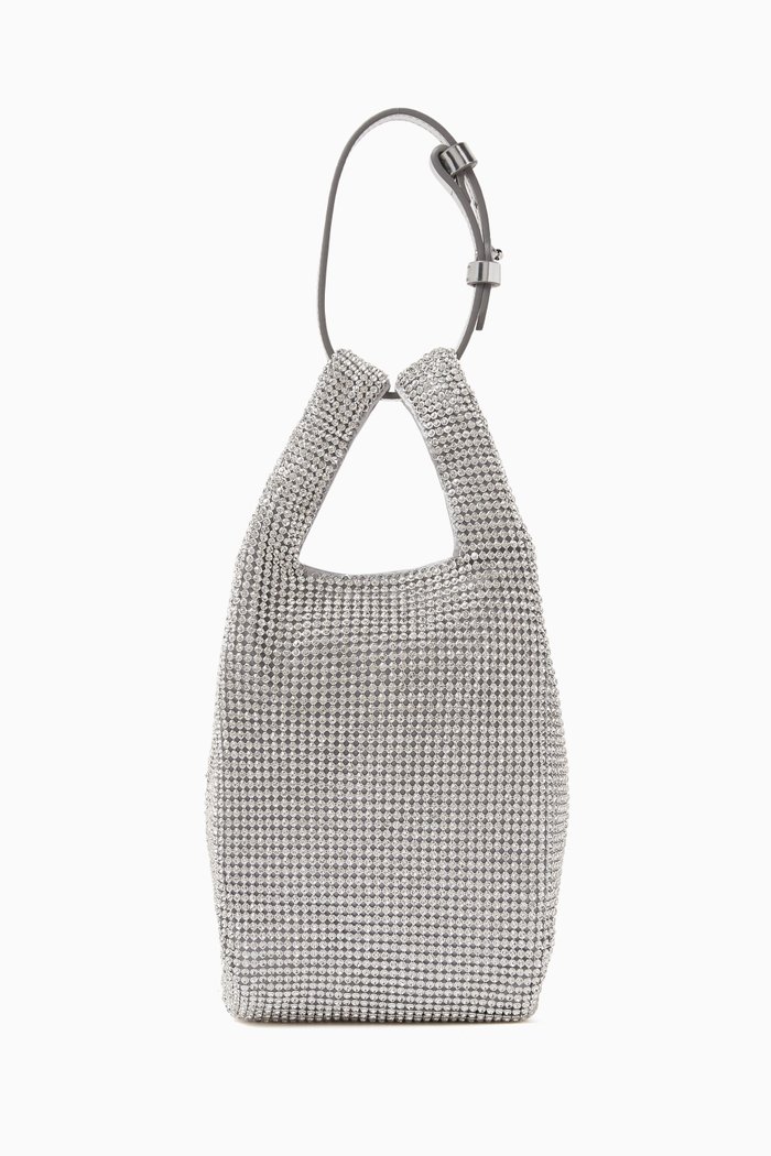 Small Handbag in Strass, Silver