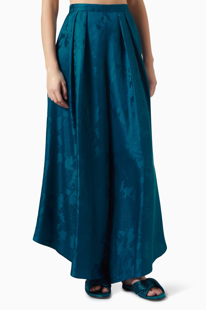 

Flower Wide-leg Pants in Jacquard, Blue