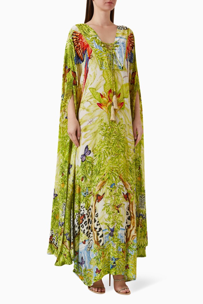 

Fly Away Kaftan in Crepe, Green