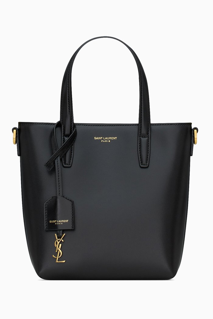 

Mini Shopping Saint Laurent Tote Bag in Leather, Black