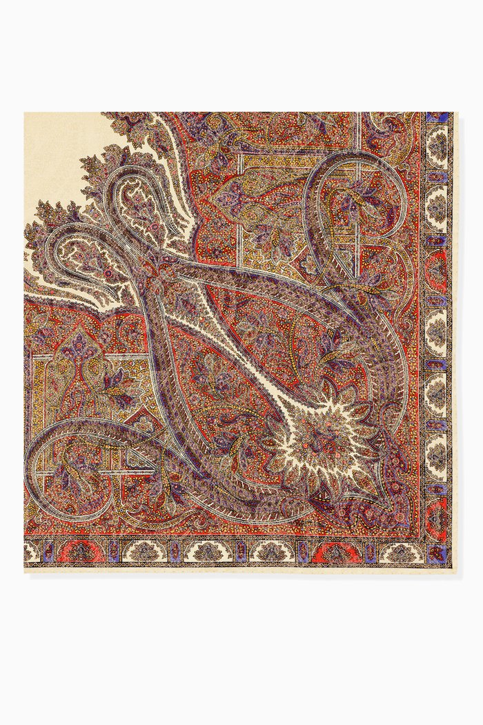 

Paisley Jacquard Square Scarf in Silk-blend, Red