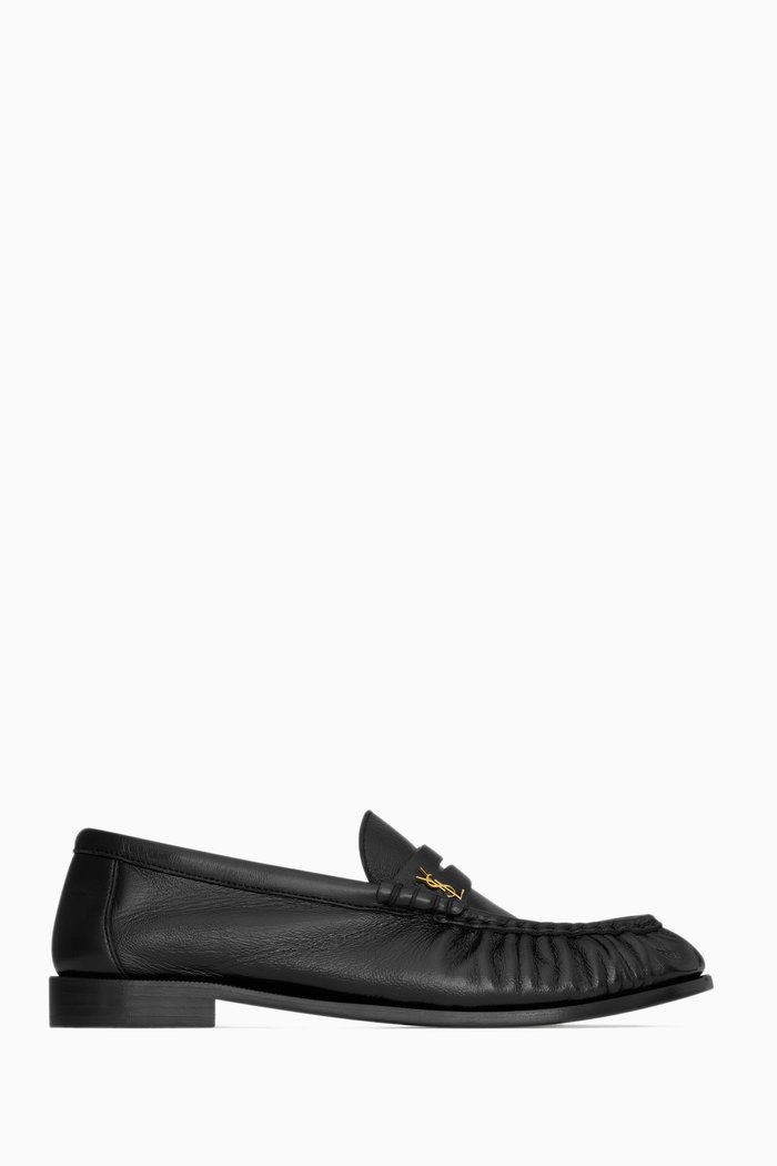 

Le Loafer Monogram Penny Slippers in Leather, Black