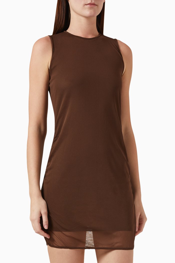 

Tank Mini Dress in Tulle, Brown