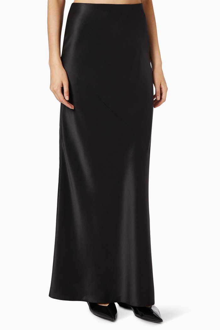 

Maxi Skirt in Silk-satin, Black