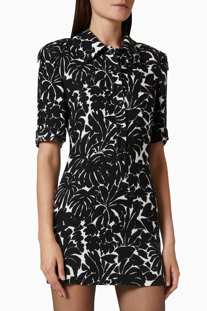 Printed Shirt Dress in Jersey, Black