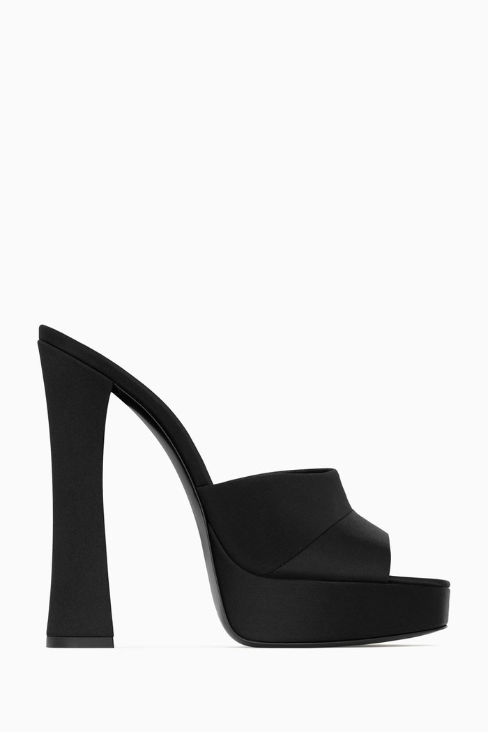Boogie 110 Platform Mule Sandals in Satin-crepe, Black