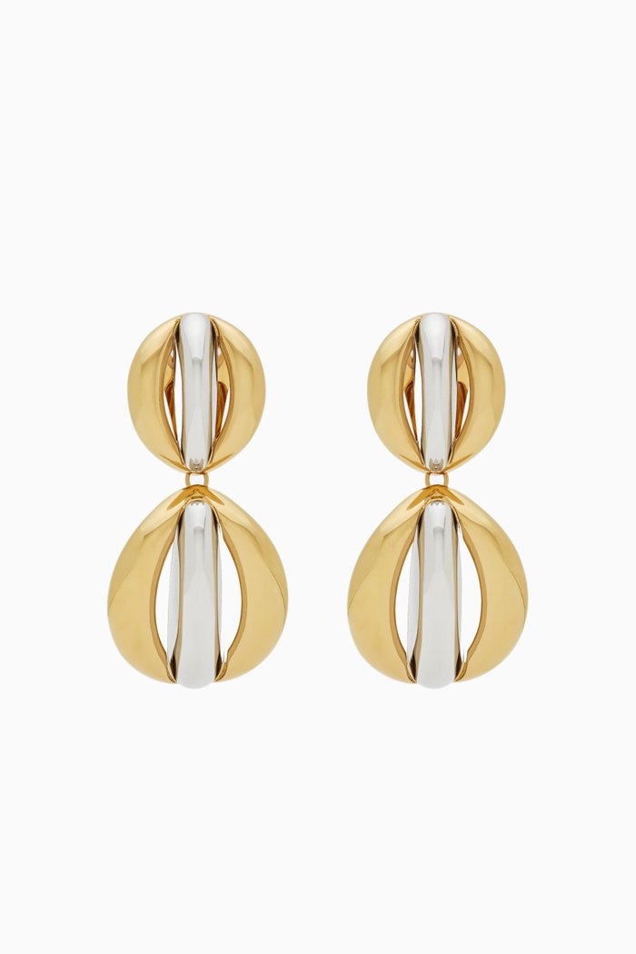 

Mandarin Clip-on Earrings in Two-tone Metal, Silver