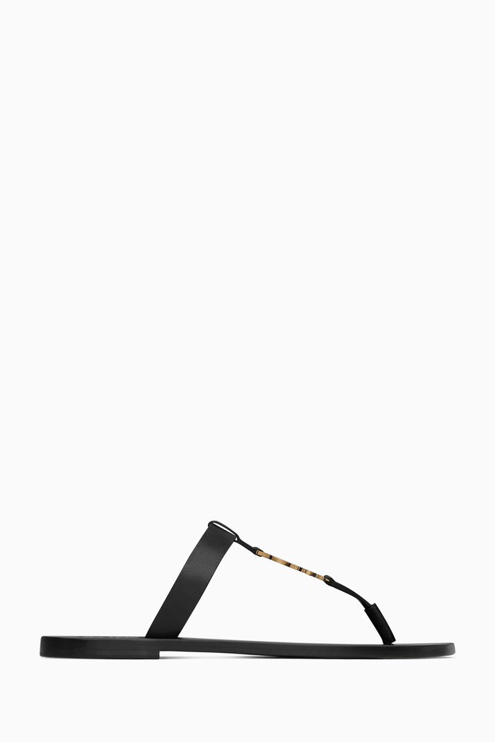 Cassandre Slides in Smooth Leather, Black