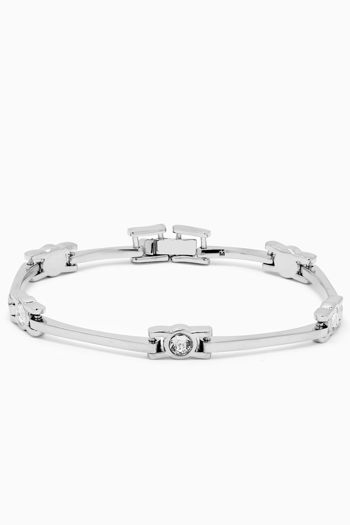 

Articulated Crystal Bracelet in Metal, Silver