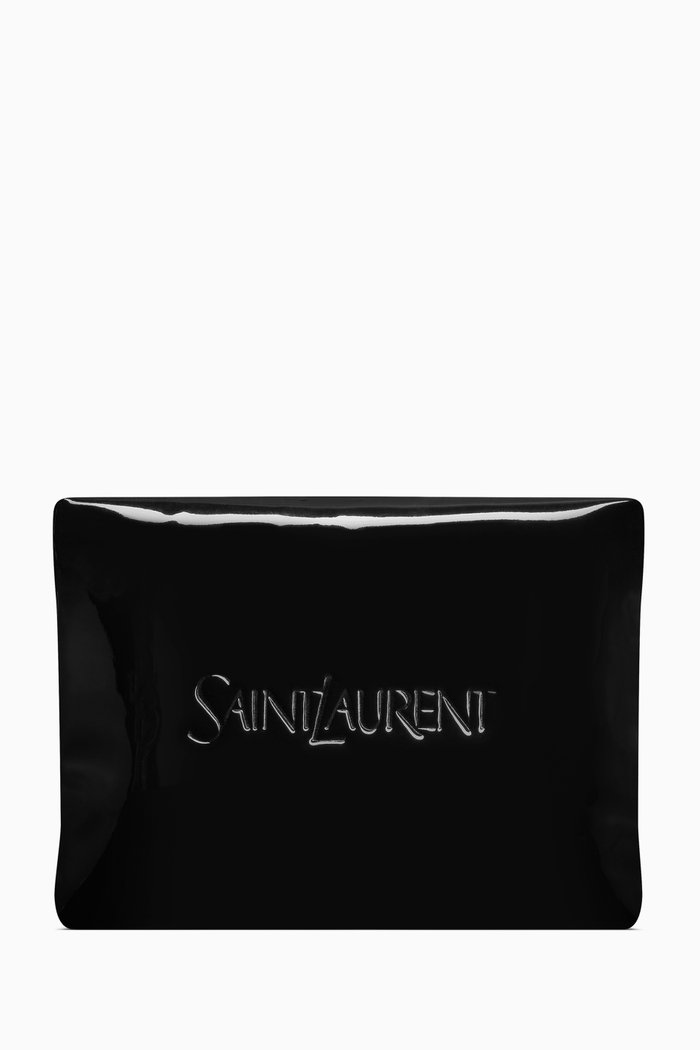 

Large Puffy Pouch in Shiny Canvas, Black