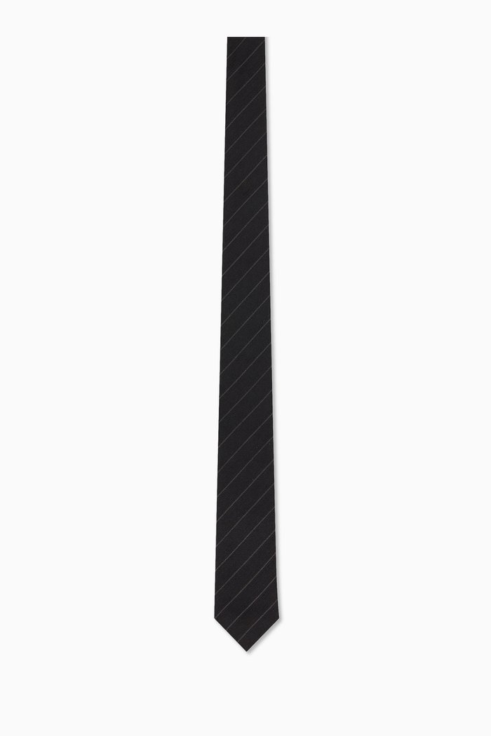 

Tapered Stripe Tie in Silk-jacquard, Black