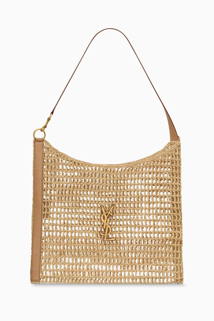 

Cassandre Shoulder Bag in Raffia & Vegetable-tanned Leather, Neutral