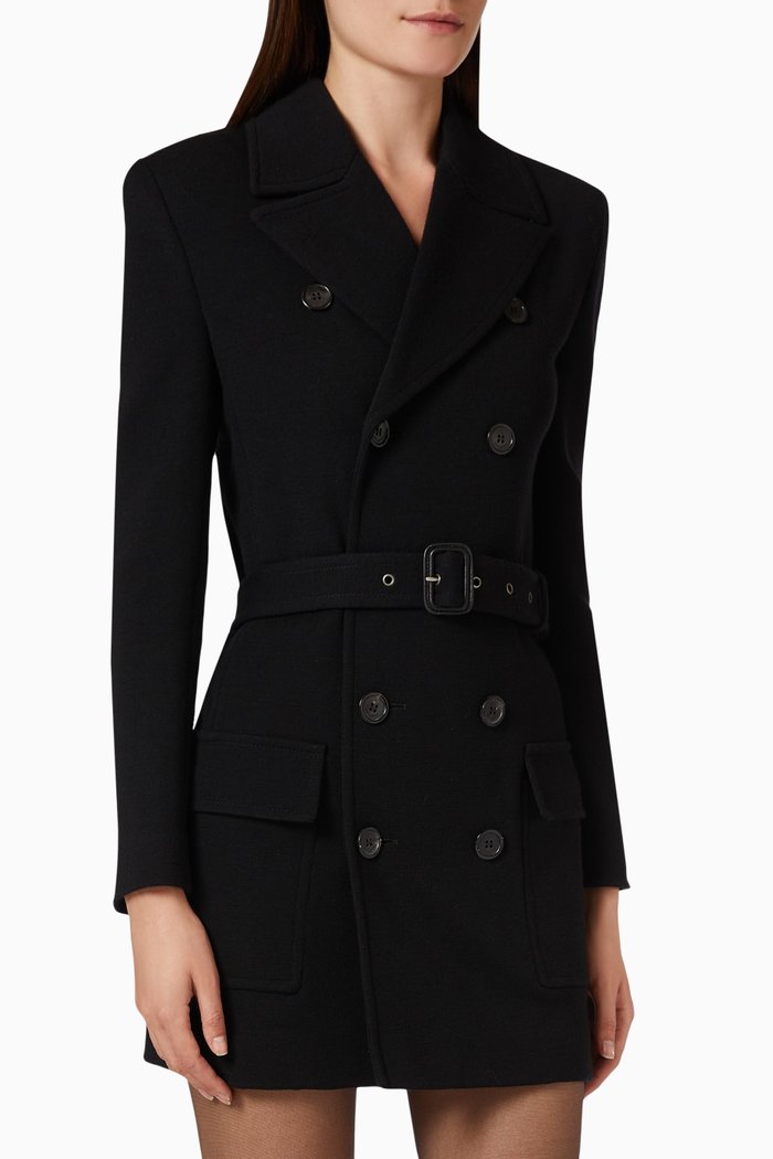 

Saharienne Jacket in Wool-blend Jersey, Black