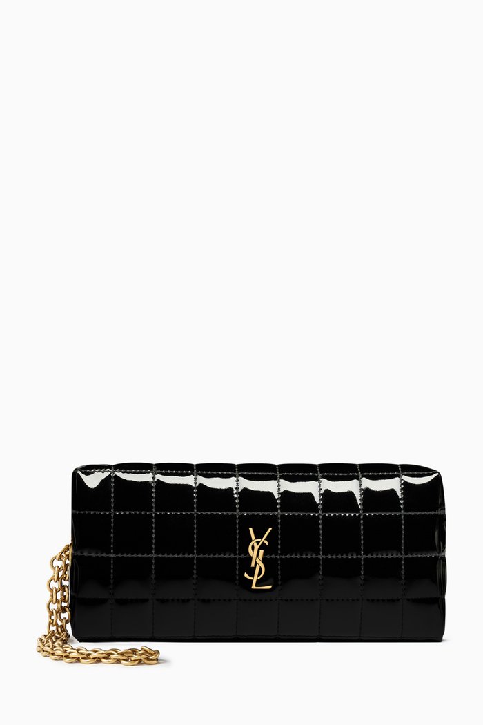 

Cassandre Matelassé Carré Pouch in Shiny Canvas, Black