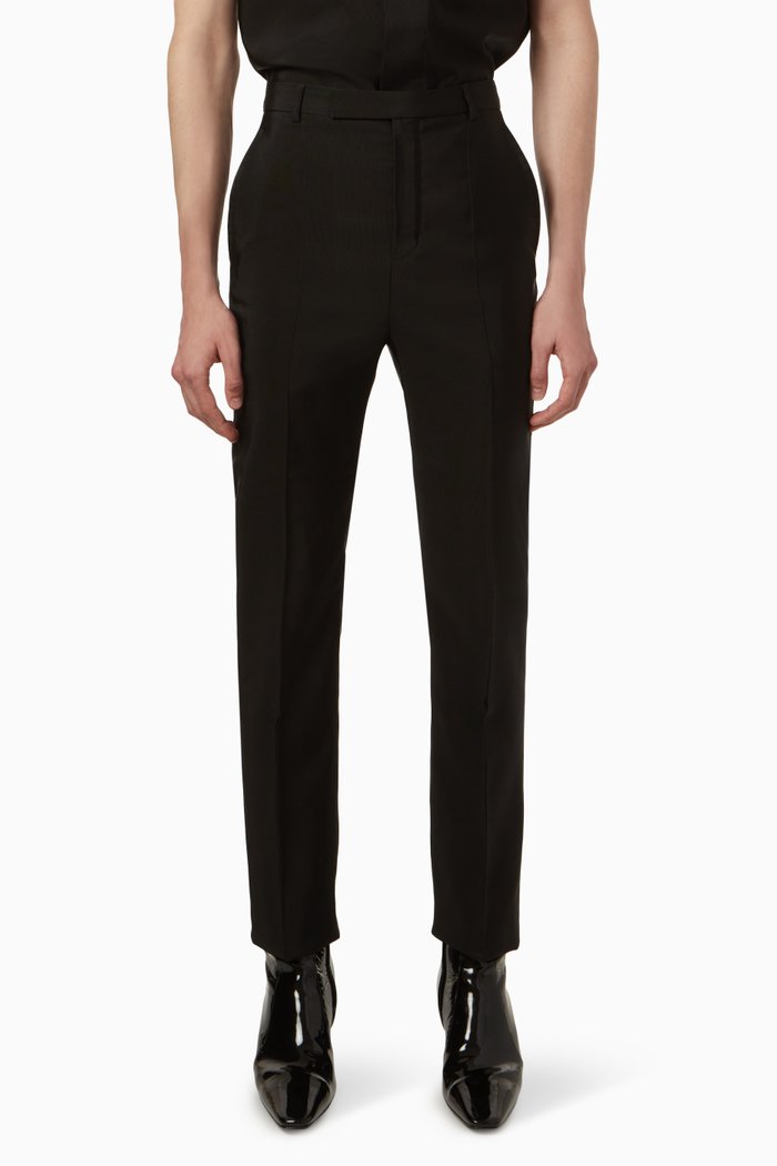 

High-waist Pants in Faille, Black